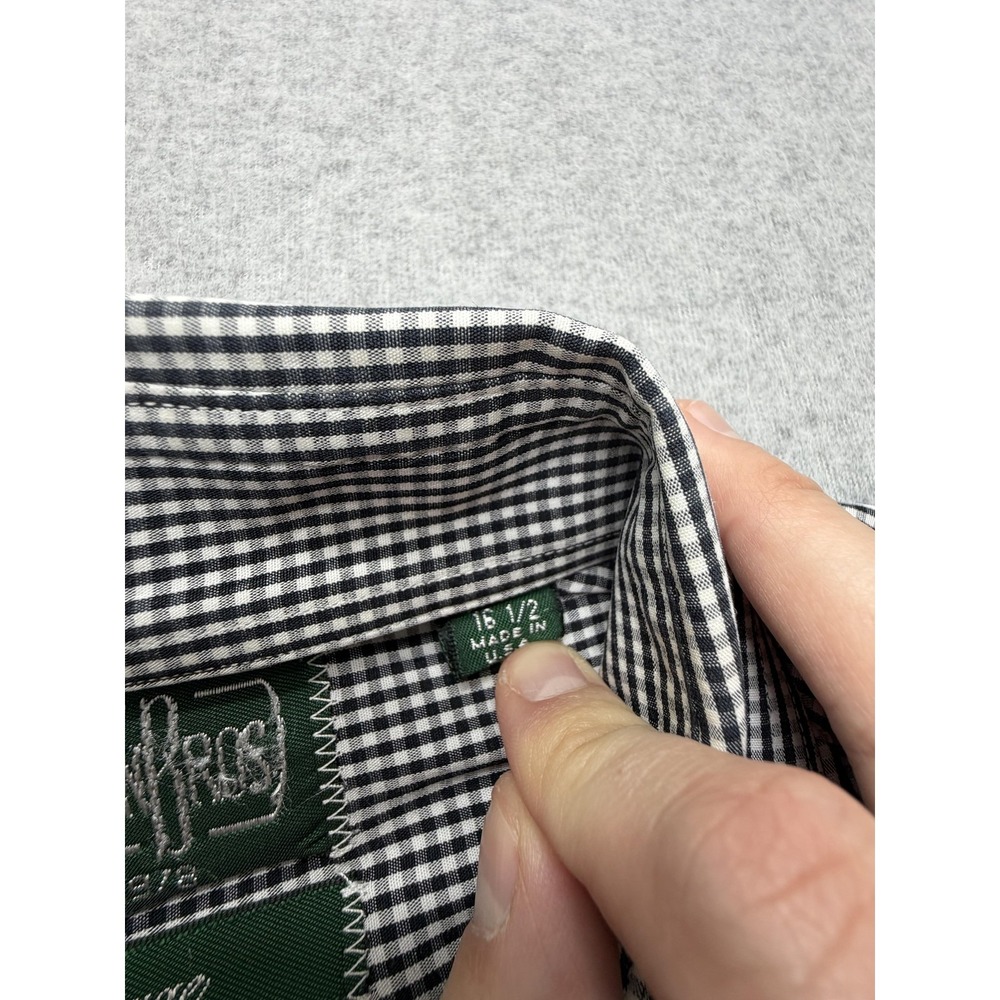 Gitman Bros Dress Shirt Mens 16.5 Black Gingham Regular Fit Long Sleeve Cotton - Picture 4 of 9